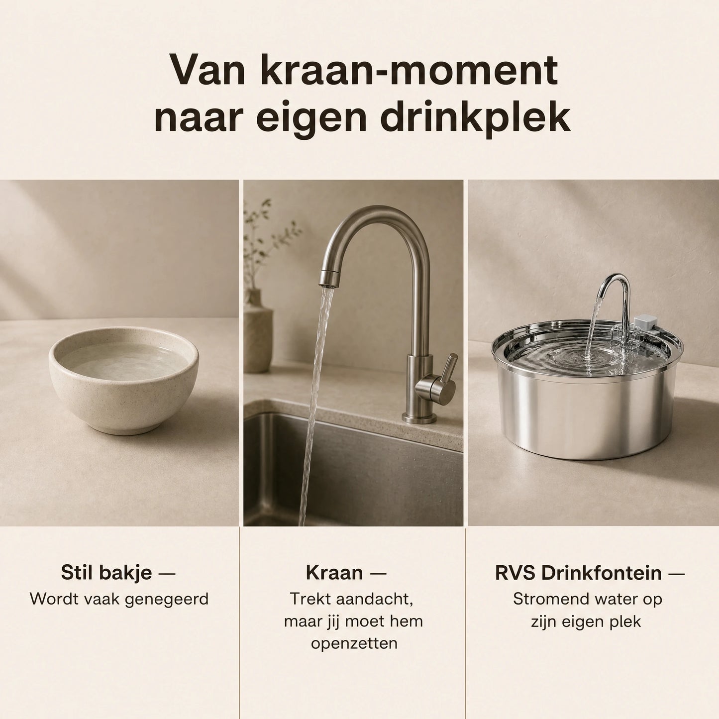 RVS drinkfontein voor katten