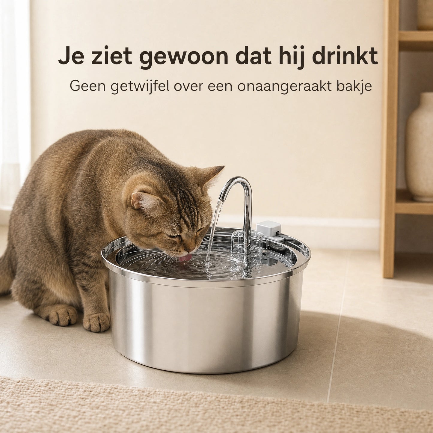 RVS drinkfontein voor katten