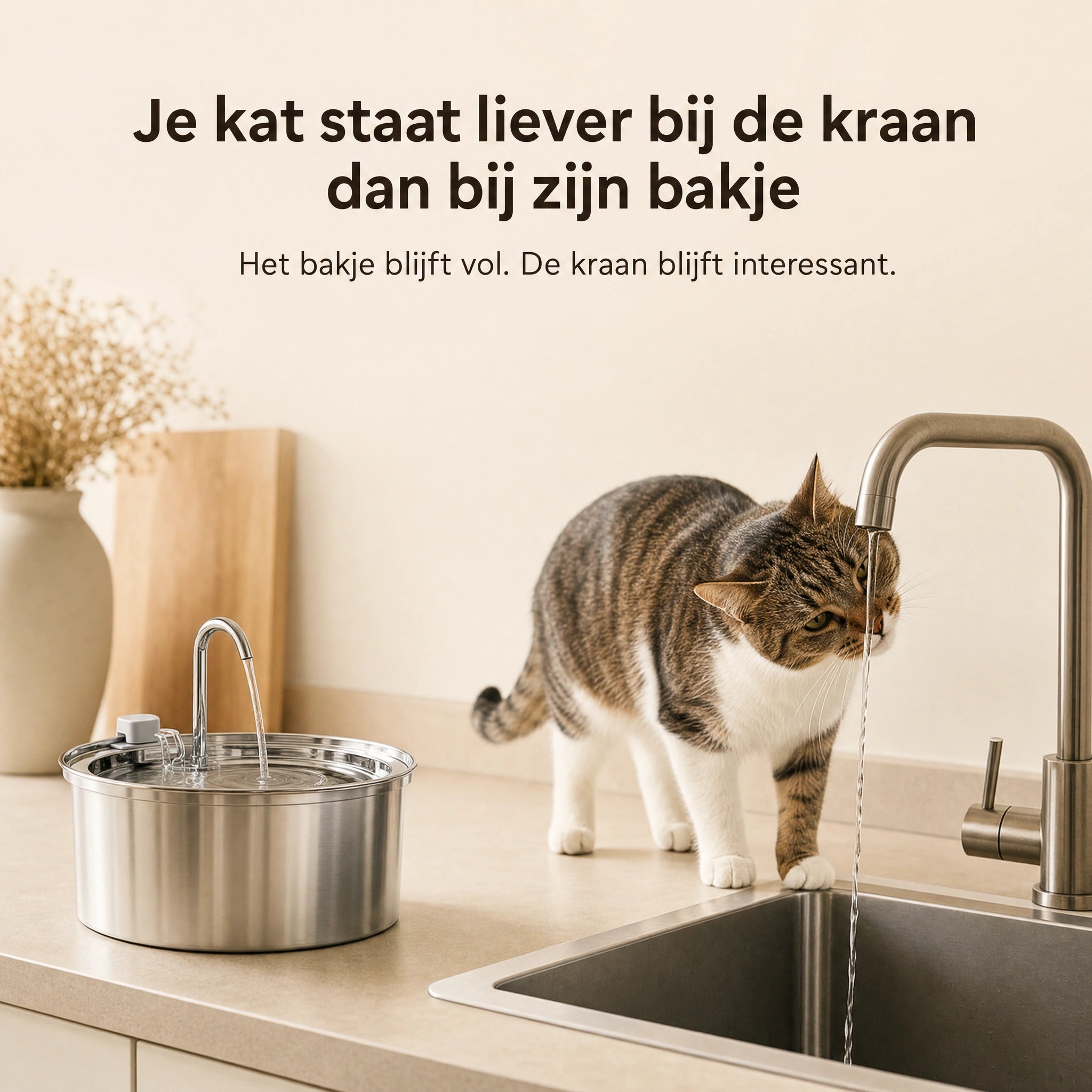 RVS drinkfontein voor katten