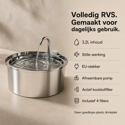 RVS drinkfontein voor katten