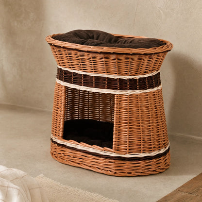 Luxe gevlochten kattenhuis