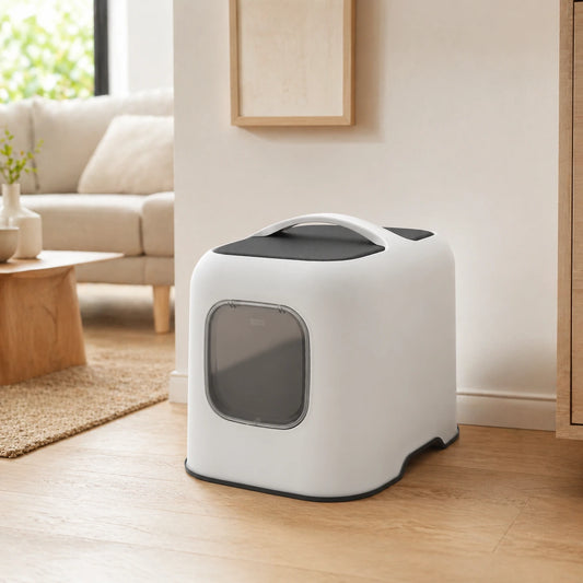 Design kattenbak met magneetklep en geurfilter