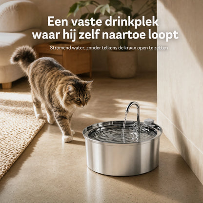 RVS drinkfontein voor katten
